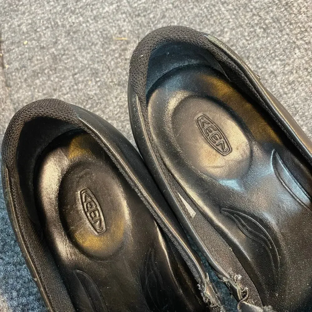 KEEN MORA Service Slip On Clog 1013777 Black Leather Womens 9 Rocker Bottom